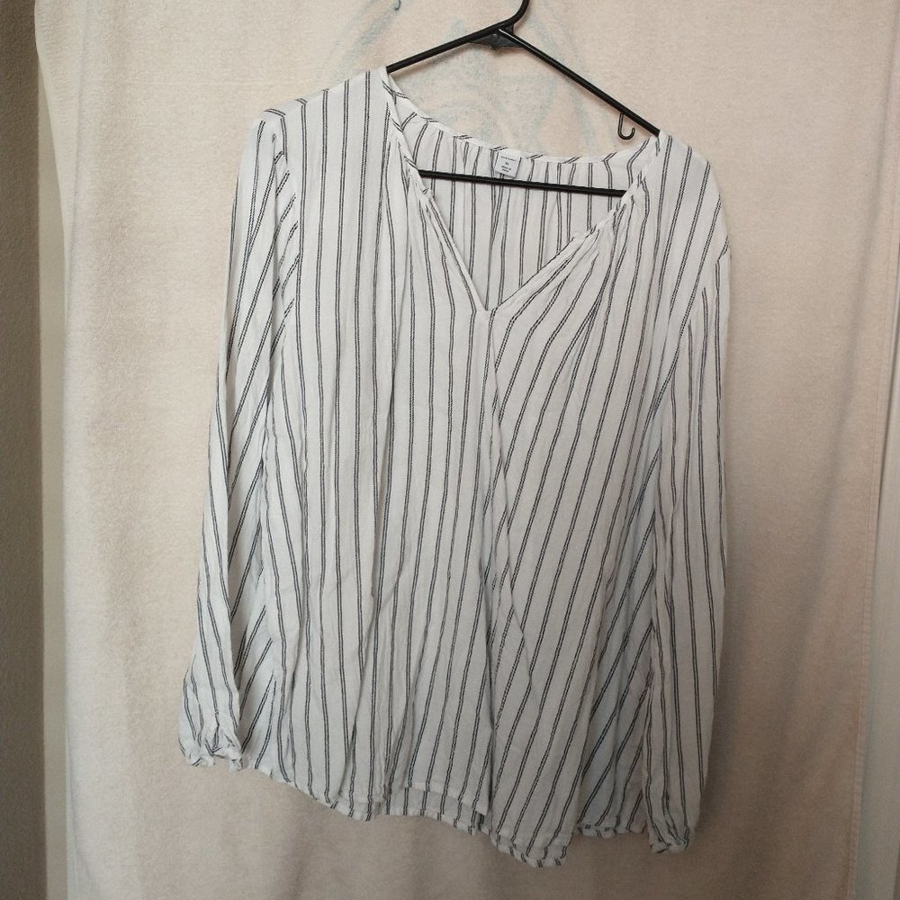 Cream and blue striped tunic